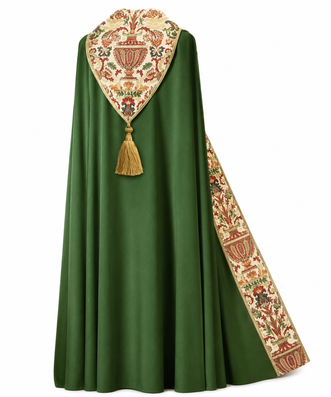 Cope with Fringed Cape - Green